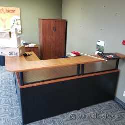 Sugar Maple L-Suite Reception Desk with Transaction Counter